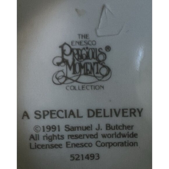 Precious Moments "A Special Delivery" 1991 Figurine By Samuel J. Butcher Enesco - Picture 7 of 9
